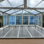 6x6 Wedding Marquee with Clear Roof and Black Cassette Flooring