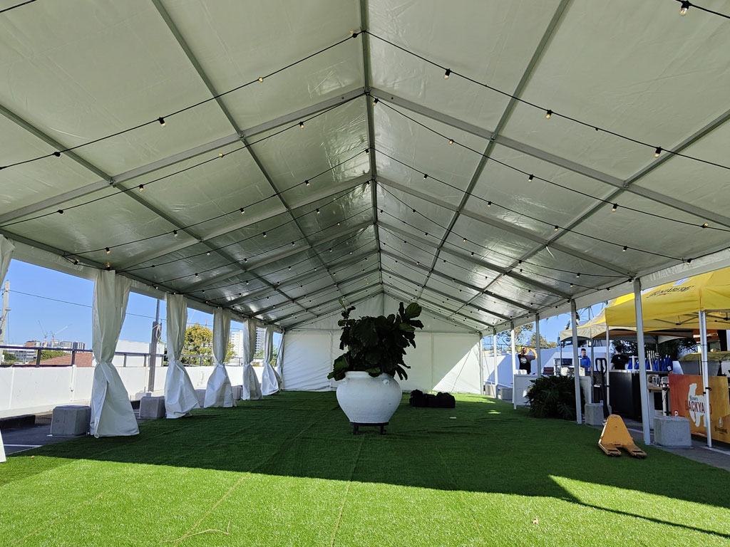 Fake Grass Install Inside Marquee