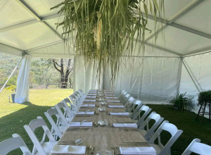 Hanging Plants Inside Reception Marquee